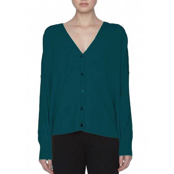 NEW MAISON DE PAPILLON evan button down wool cashmere cardigan in verde - Picture 1 of 1